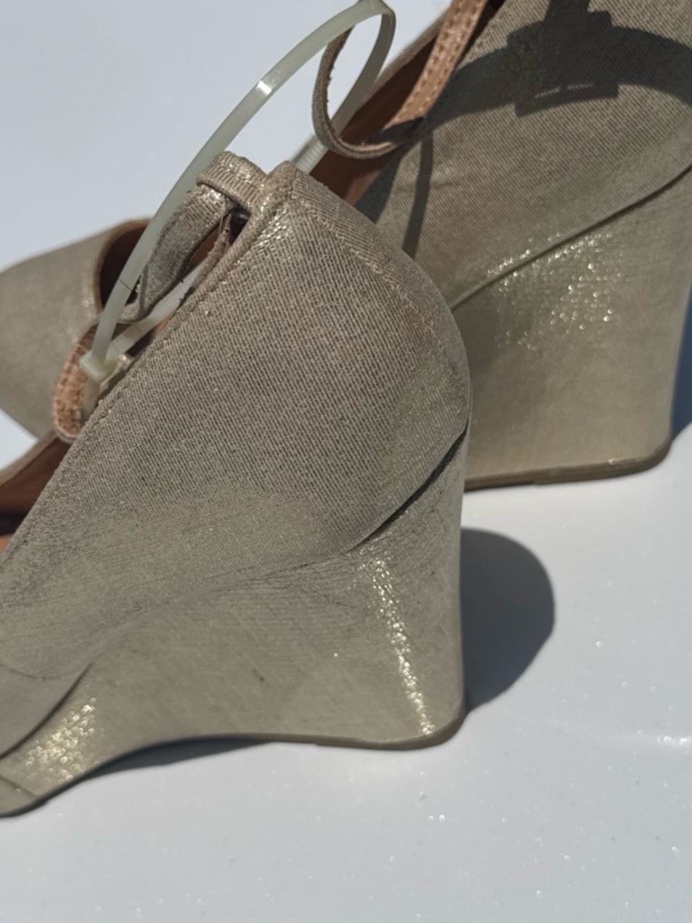 Dollhouse Shimmery Beige Wedge Sandals